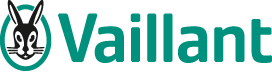 The image shows the Vaillant logo, featuring the word "Vaillant" in teal with a stylized black-and-white rabbit head inside a teal circle to the left of the text.