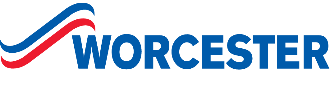 Logo featuring three wavy lines in red and blue above the word "WORCESTER" in bold blue letters.